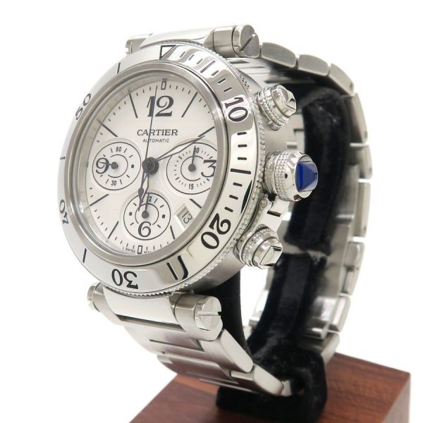 正規品★カルティエ★Cartier★レザー★Pasha★ケース CARTIER Pasha Seatimer Chrono W31089M7 Case Size 42mm Men's Used