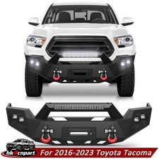 Steel Front Bumper With Winch Plate Lights D-rings For 2016-2023 Toyota Tacoma