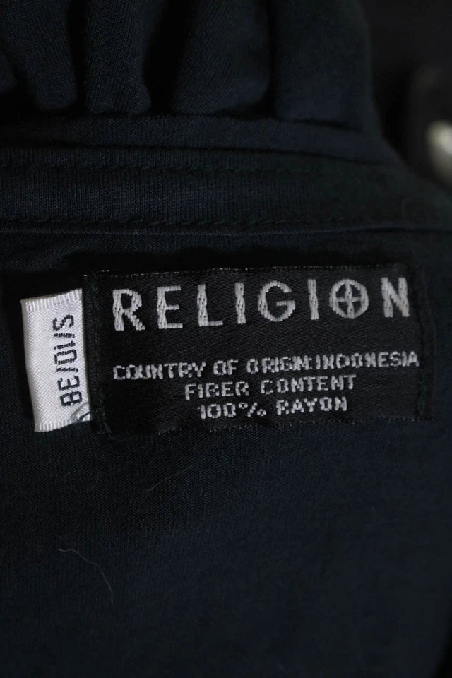 Camiseta sin mangas Religion para mujer con tiras en la espalda cuello redondo logotipo azul marino talla pequeña Foto 4 de 4