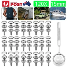 120x Stainless Steel Snap Fastener Press Stud Cap Button Kit Marine Boat Canvas