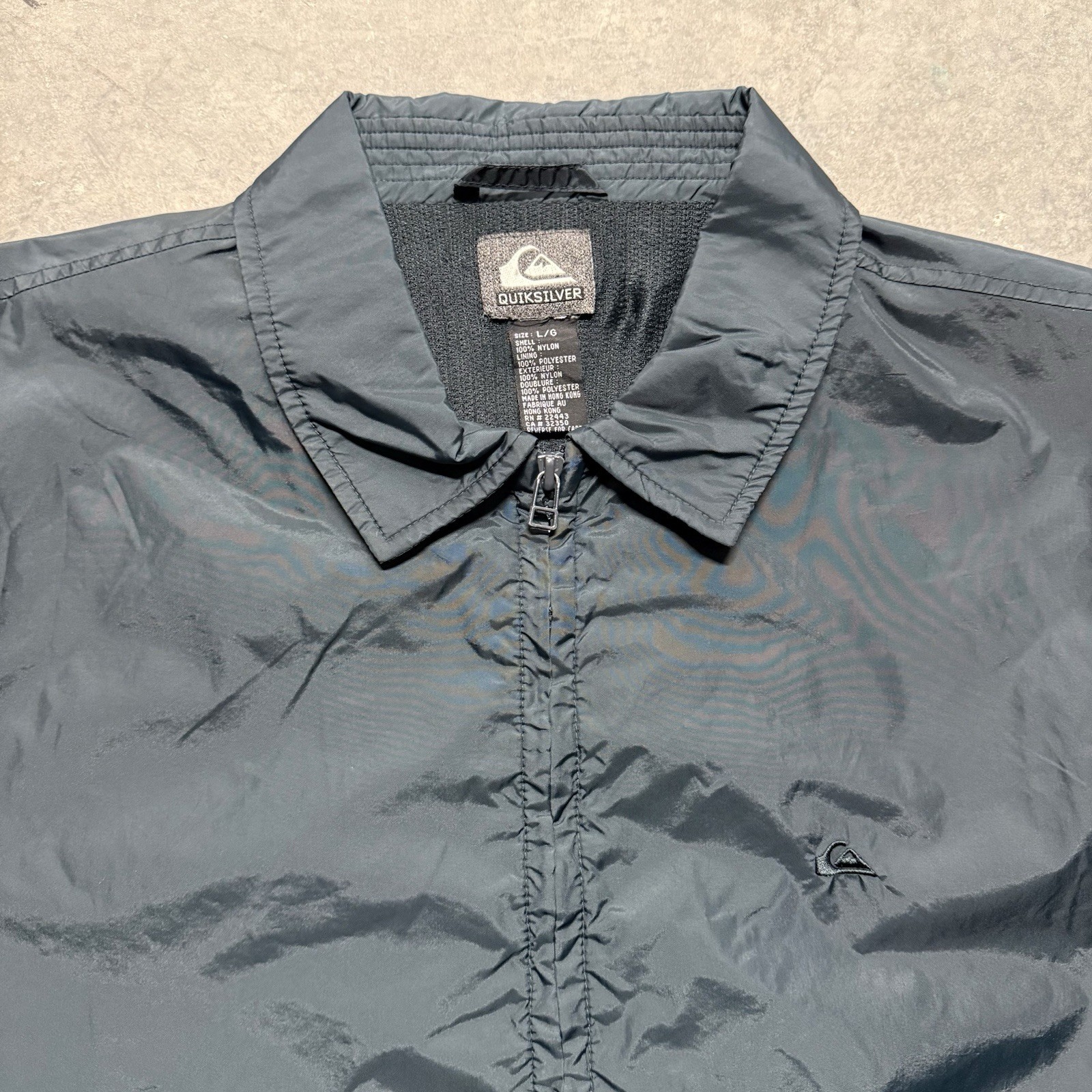 Quiksilver VTG 90s Rare Nylon Full Zip Jacket Dark Green Large Surf Skate Gorp image 6