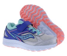 Saucony Cohesion 14 A/C PS Girls Shoes Size 1, Color: Silver/Blue/Turquoise