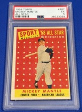 PSA 5 Mickey Mantle 1958 Topps #487 Sport Magazine '58 All Star
