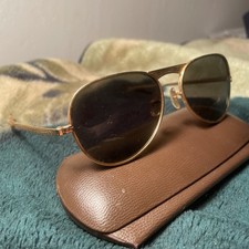 Vintage Engraved Gold Plated Aviator Sunglasses Made In Japan Etched With Case