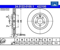 2 St. Bremsscheibe Ate 24.0122-0100.1 FüR Seat Toledo I Vw
