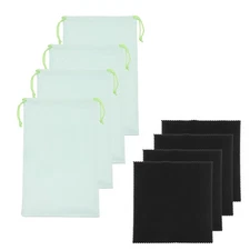 Ski Goggle Bag, Microfiber Bag with Cleaning Cloth 4 Pcs Light Green