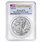 2023-W Burnished $1 American Silver Eagle PCGS SP70 FS Flag Label White Frame