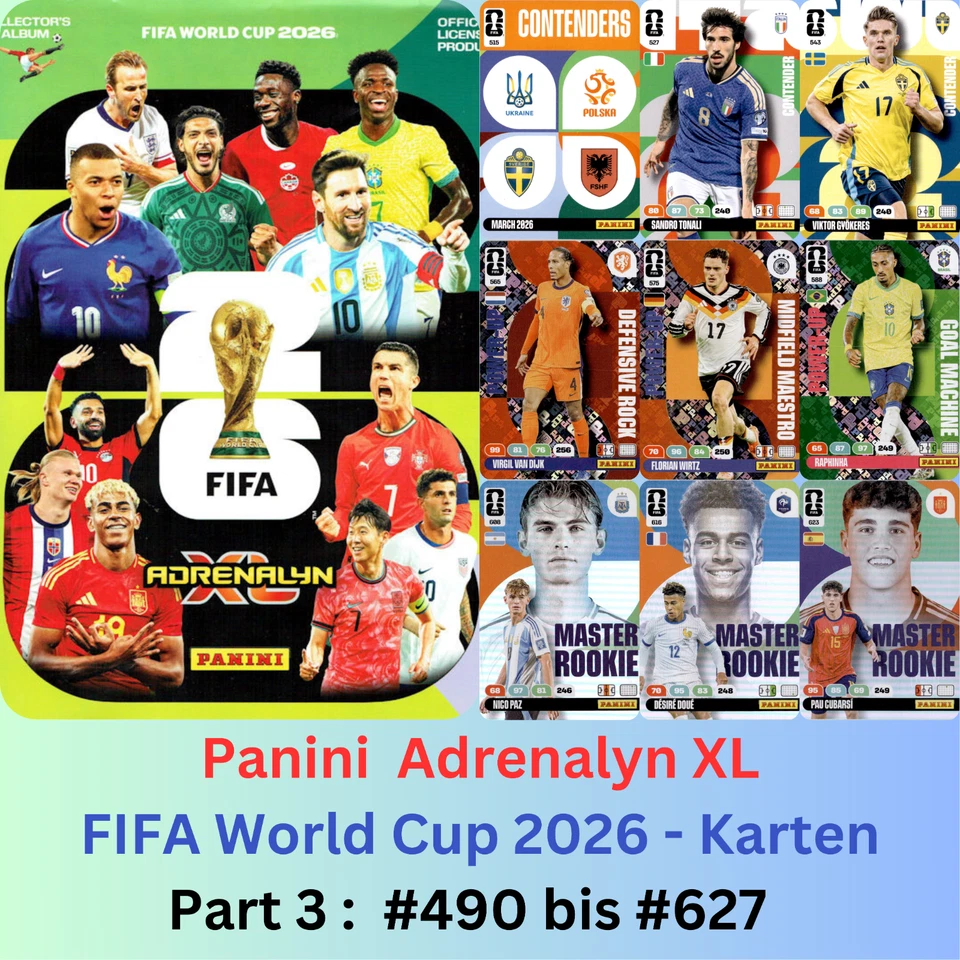 Panini Adrenalyn XL FIFA World Cup 2026 - WM 26 CARDS - #490 - 630 zum Aussuchen - Bild 1 von 1