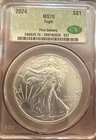 2024 $1 American Silver Eagle CAC Graded-MS70 First Delivery .999