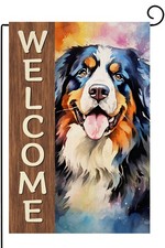 Bernese Mountain Welcome Garden Flag Dogs Paw Prints Spring Yard Flag Pet Lov...