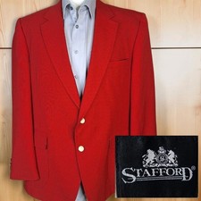 Stafford Vintage Blazer Mens 46R Red with Gold Buttons Half Lined SV