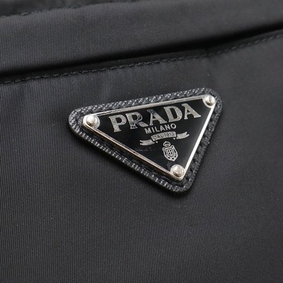 Prada Backpack Triangle Logo Black Nylon White Tag Silver Prada Triangle Logo Backpack Daypack Black | eBay main image 4