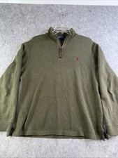 Polo Ralph Lauren Cotton Knit 1/4 Zip Mock Neck Sweater Olive Men  s L