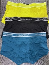 Emporio Armani Stretch Cotton Trunks Men's Elastic Waist Pull On Pack 3 Medium