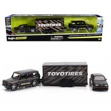 Remolque para carros Maisto Mercedes Benz Clase G neumáticos Toyo 1988 BMW E30 M3 negro 1/64