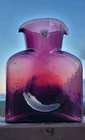 Vintage Purple Amethyst BLENKO Glass Double Spout Pitcher Carafe with Label 8"
