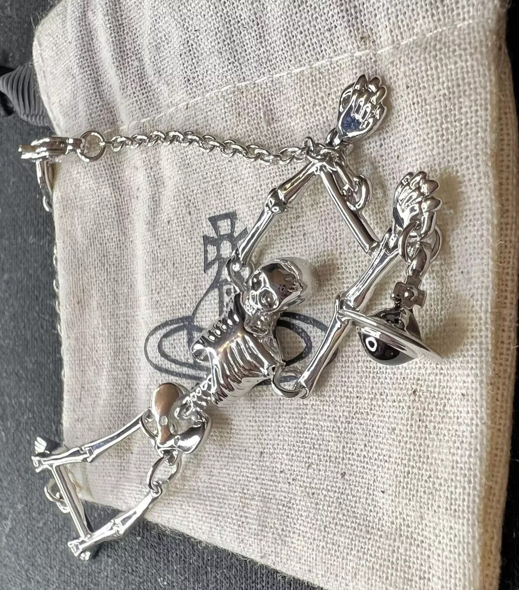 RARE Vivienne Westwood Skull Skeleton Bone bracelet Silver