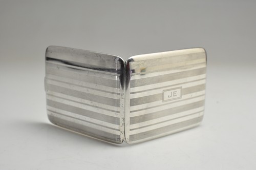 Antigua caja de cigarrillos NAPIER de plata de ley 925 - 4"X3" - Monograma "JE" - Bonita - Imagen 4 de 8