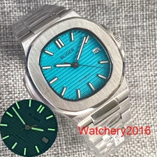 40mm Luxury Dress Square Case Bliger NH35 Luminous Blue Automatic Mens Watches