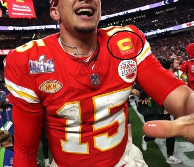 Super Bowl Lviii MVP Patrick Mahomes 4-   Star Zum Aufbügeln Rot Captain Gold