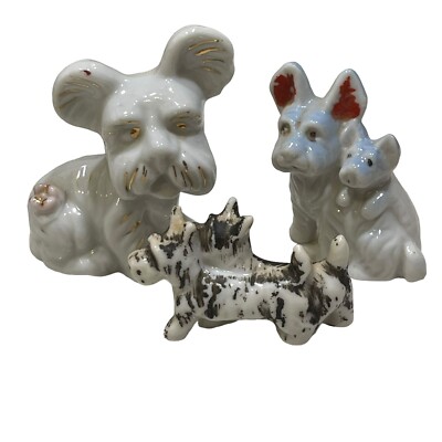 Lot Vintage Scottish Terrier Scotty Westy Dog Figurine Schnauzer Japan Ceramic