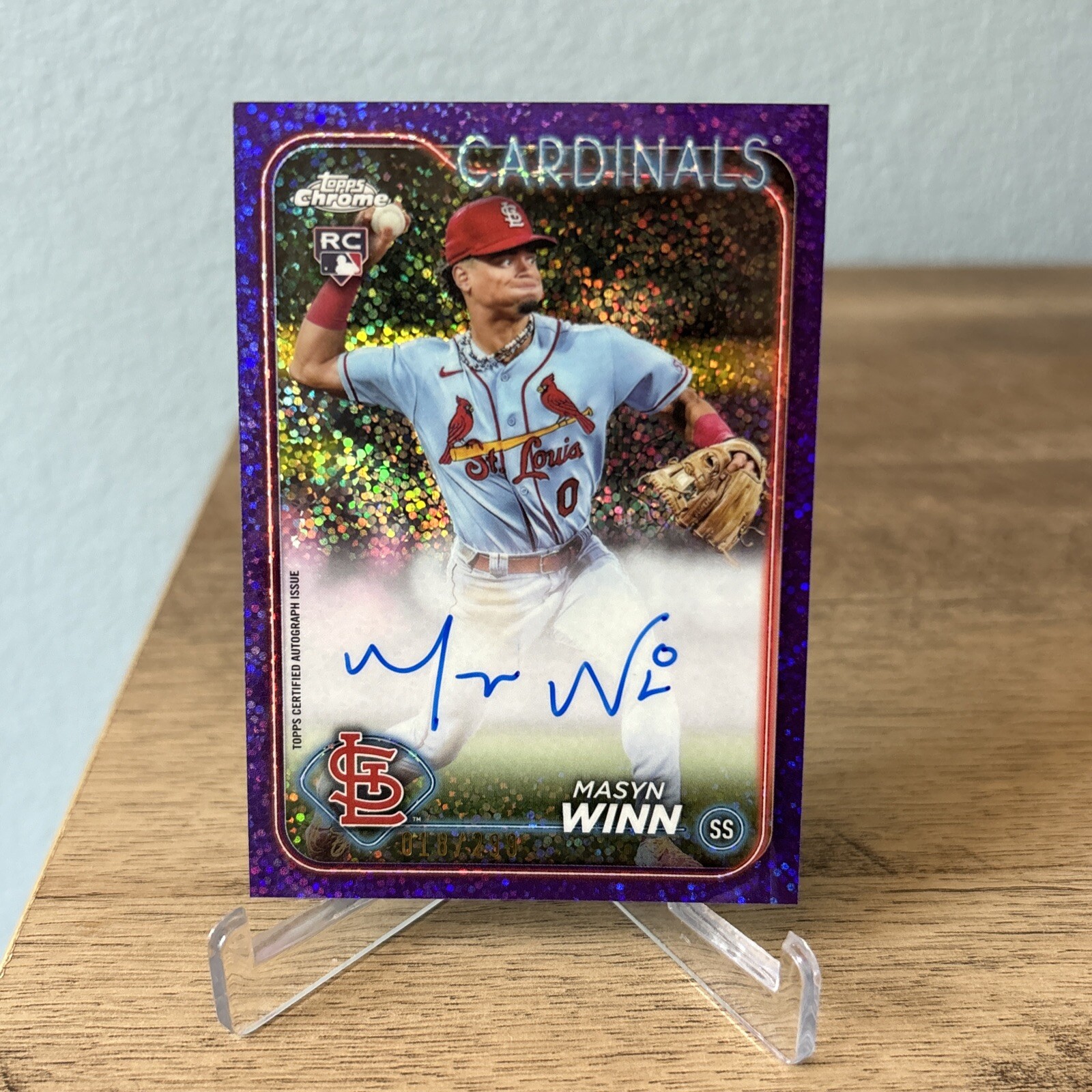2024 Topps Chrome #RA-MW Masyn Winn RC Rookie Auto Purple Speckle /299 Cardinals