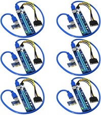 6x PCI-E Riser 6 PIN Ver 0006c for Bitcoin Litecoin Coin Mining Powered USB 3.0