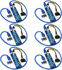 6x  PCI-E Riser 6 PIN Ver 0006c for Bitcoin Litecoin Coin Mining Powered USB 3.0