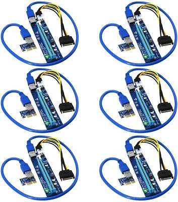 UNKNOWN 6x PCI-E Riser 6 PIN Ver 0006c for Bitcoin Litecoin Coin Mining Powered USB 3.0