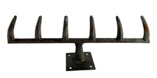 Rustic Cast Iron Hay Rake Head Wall Mount Coat Rack Towel Hanger 6 Hooks