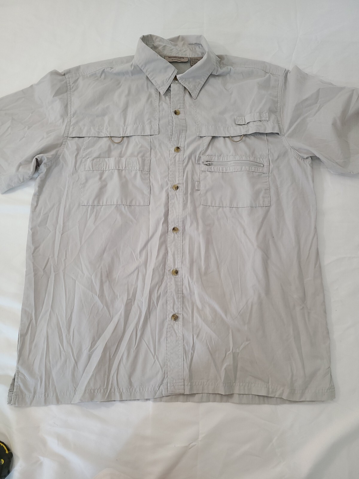 rugged earth outfitters mens XL Gray Collared Fishing Shirt Short