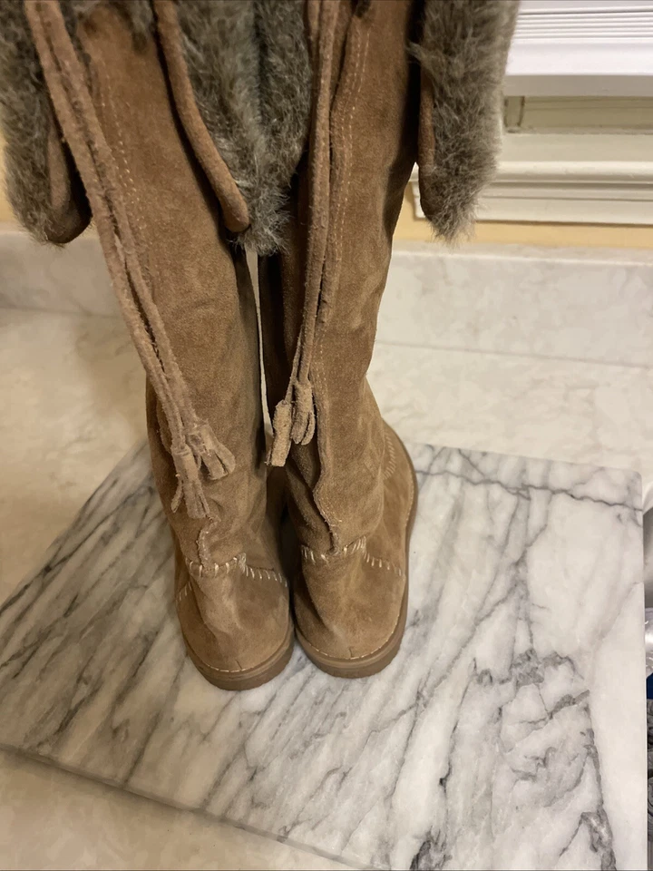 Jack Rogers Women's Faux Fur 100% Leather 19" Brown Boots Winter Shoes Faux Fur - Image 3 of 4