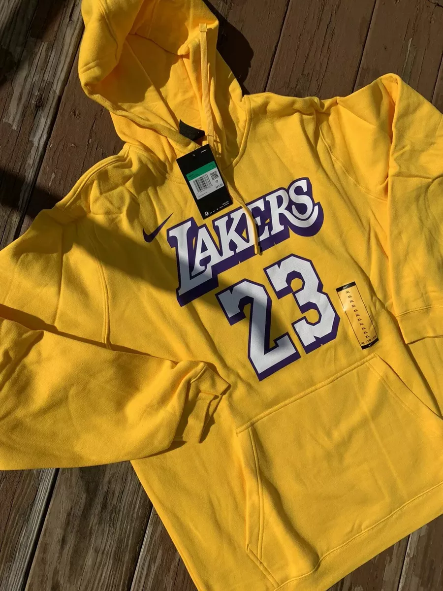 Nike Lebron James Los Angeles Lakers Player Fleece Hoodie Jersey Club Gold  sz S