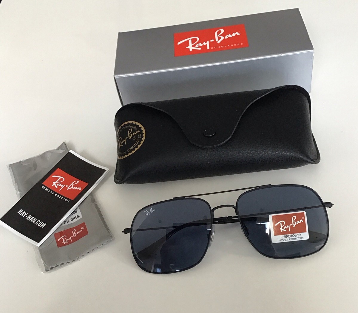 Ray Ban 3595 901480 59 Andrea Sunglasses Black Rubber Dark Blue