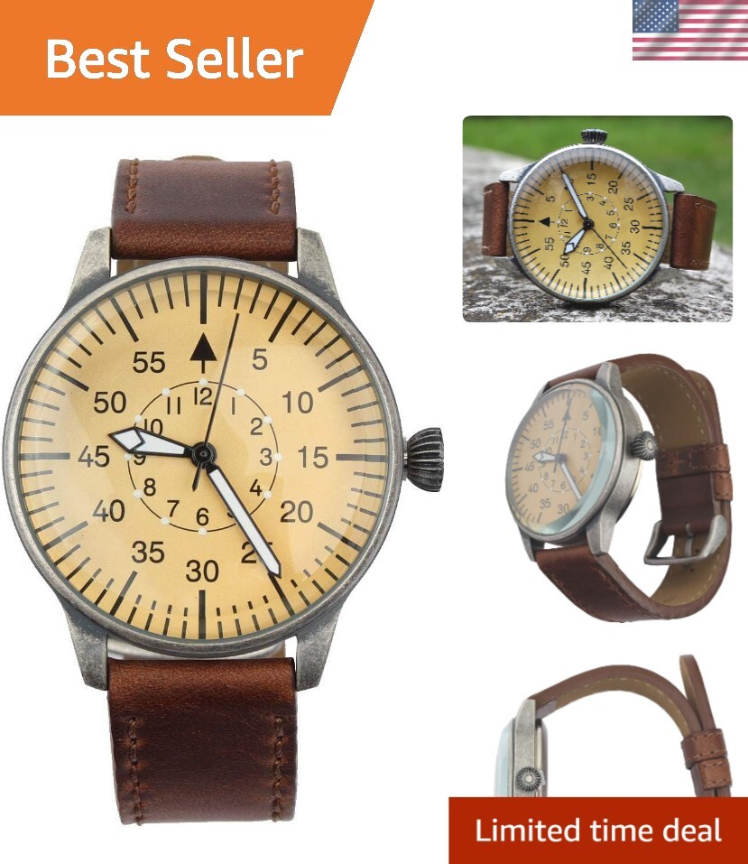 Retro German WWII Flieger Pilot Watch Precision Quartz Unique
