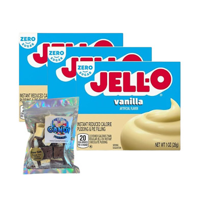 Jell-O Pudding 1oz Box(3-Pack) 1oz Ice Cream Bites (Zero Sugar Vanilla)