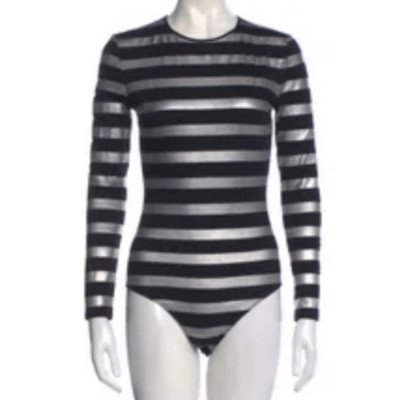 New Balmain Bodysuit Silver/Black Size 36 / US Small