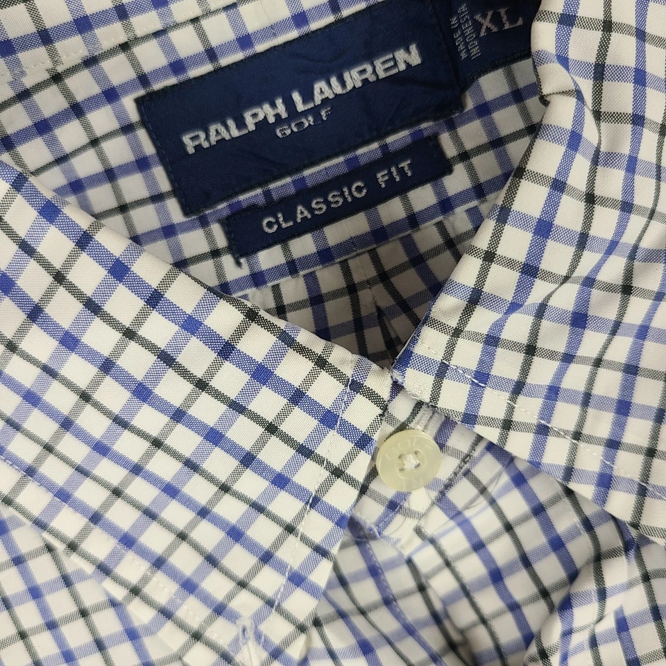 Ralph Lauren Golf Dress Shirt Mens XL Blue Black White Classic Fit Button Up - Image 3 of 4