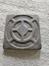 Pewabic 1940 Pottery Tile Dark Brown Bisque Geometric Design Two Circles