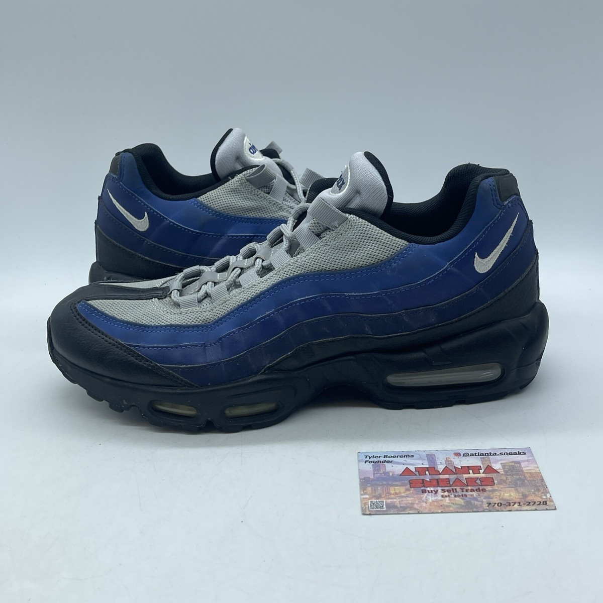 Size 10 Nike Air Max 95 Essential Deep Royal Black Suede Leather  (749766-023)