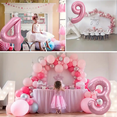 16'' 32'' 40'' Rosa Folien Zahlen Ballons Groß Helium Hochzeit Geburtstag Party 0-9