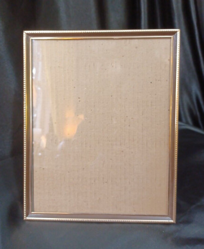 Vintage Photo Picture Frame Ornate Gold & Brown Metal 8X10 Easel MCM Mid Century