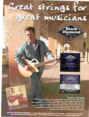 PPOT10 BILD/WERBUNG 11 X 8 BLACK DIAMOND GITARRENSAITEN - LARRY CRANE