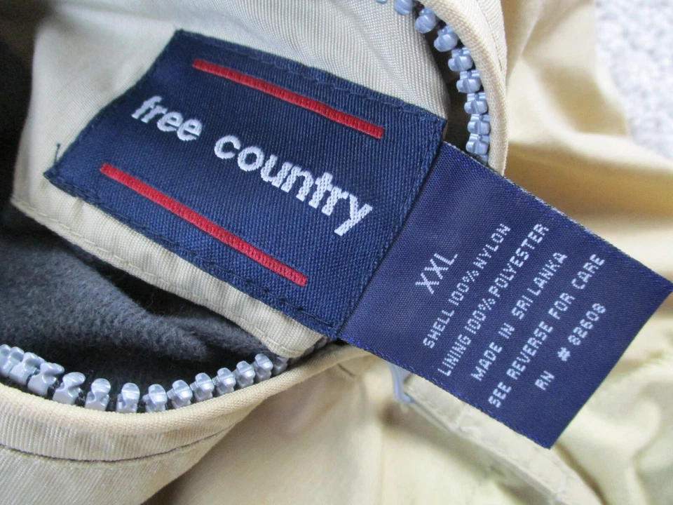 Vintage Free Country Vest Jacket Reversible Mens XXL Nylon Beige Green Full Zip - Image 3 of 4