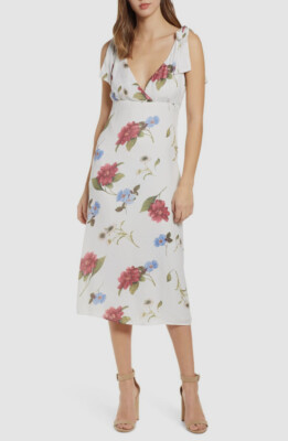 $280 Show ME Your Mumu Women's White Arlene Printed V-Neck Midi Dress Size S