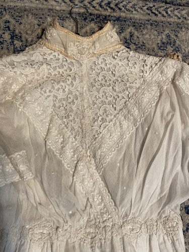 antique edwardian lace wedding dress GORGEOUS high fashion design about 1907-08 - Picture 6 of 8