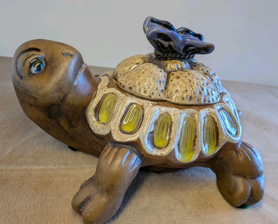 Caprichoso Contenedor Tortuga Cerámica Hermoso Esmalte Adorable Estante Acento Con... Foto 3 de 4