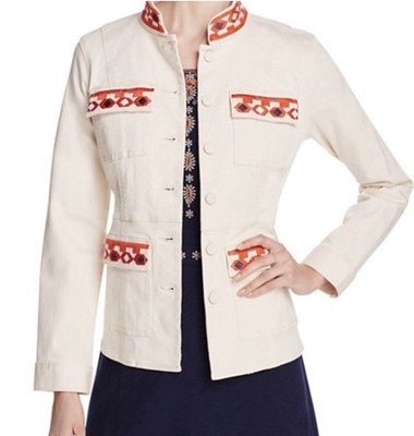 $336 Tory Burch Berkeley Berkely Embroidered Sgt. Pepper Jacket Size XL NEW