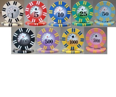 Deluxe Royal Flush Twist 8gm Poker Chip Sample Set - 10 New Chips!