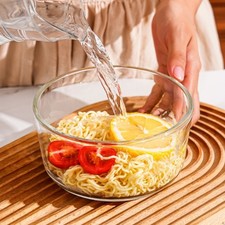 Sealed Clear Glass Bowl Microwave Safe Stackable For Freezers Use Multiple